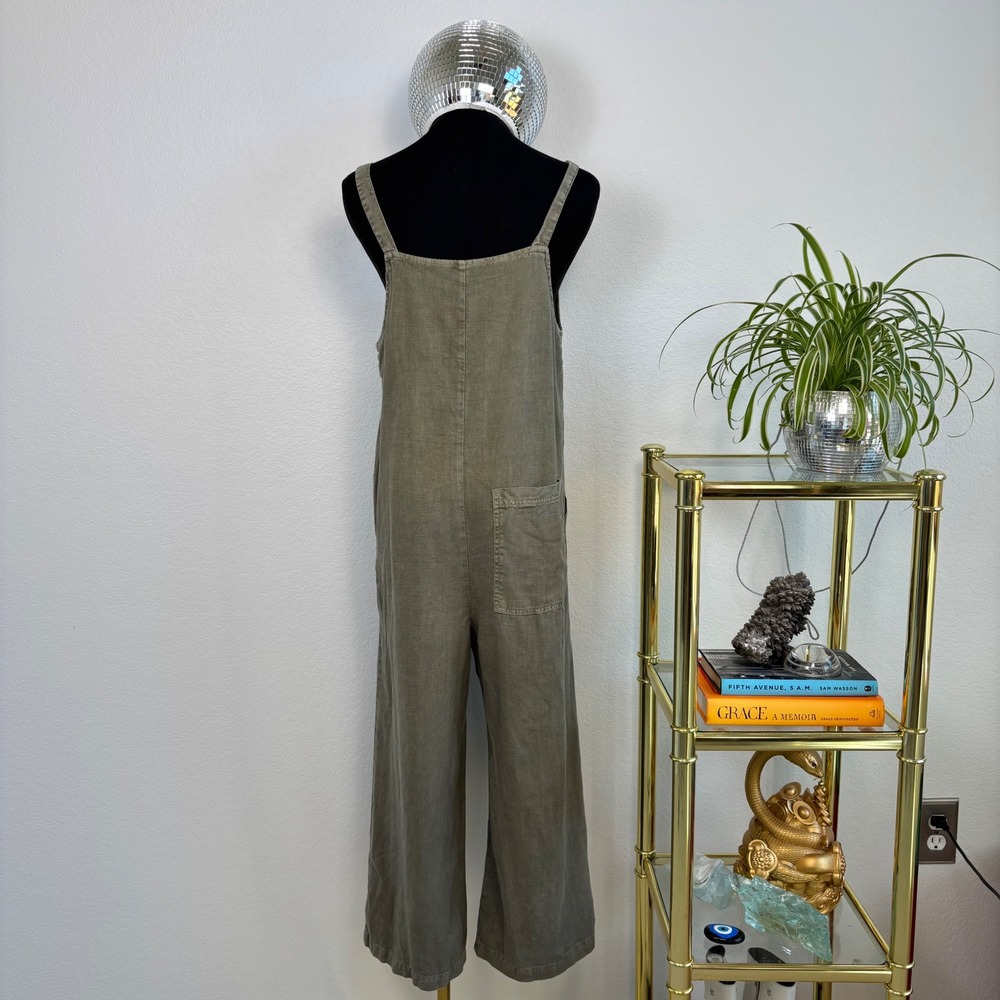 Universal Thread Linen Blend Wide Leg Cropped Jumpsuit XS Olive Green Utility - Picture 5 of 16